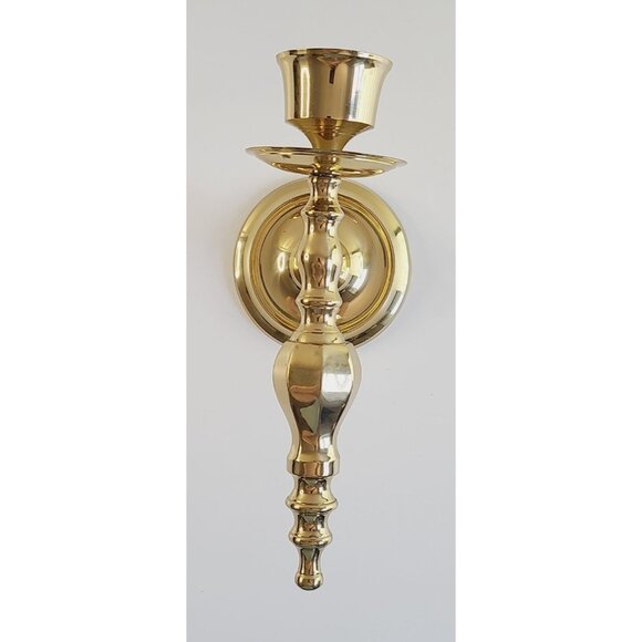 Vintage Brass Wall Sconce Candle Holder Hollywood Regency MCM Accent Decor Gold - Picture 2 of 13